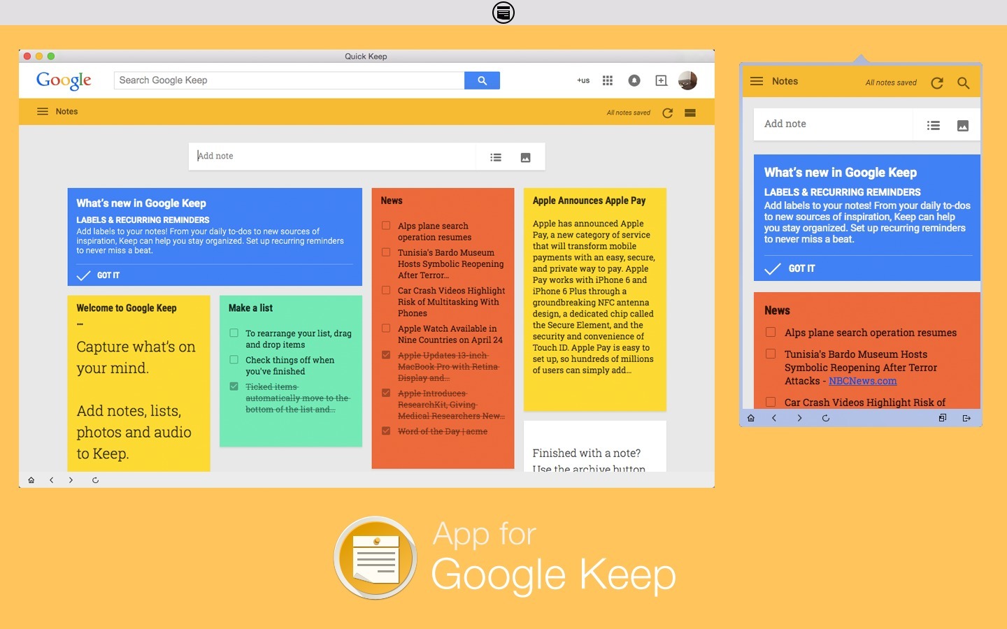Google keep app for desktop